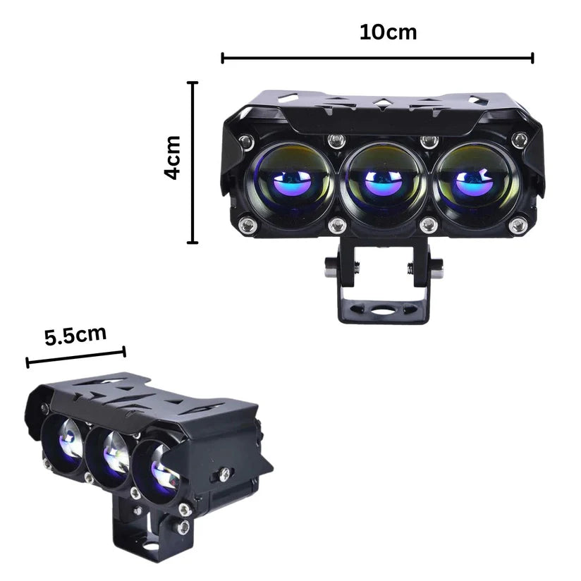 LGP FOG LAMP DK300 PROJECTOR TRIPLE LENS FOR BIKES WITH DUAL LIGHT COLORS(YELLOW AND WHITE)