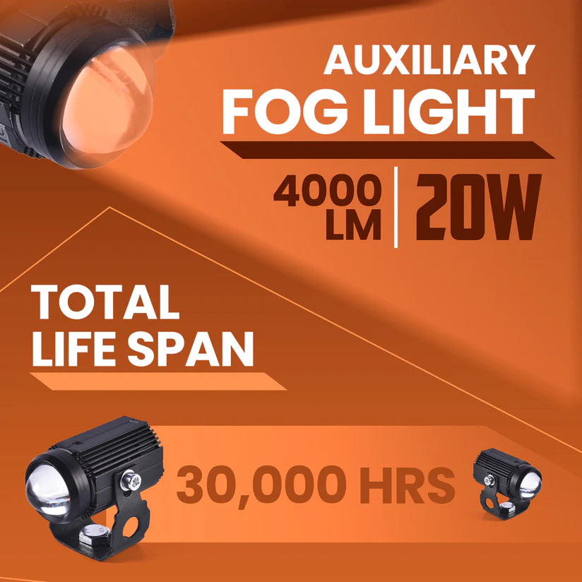 LGP Mini Driving LED Fog Lamp for Bike (Pair) | High Brightness Waterproof Auxiliary Light | Universal Fit for All Motorcycles