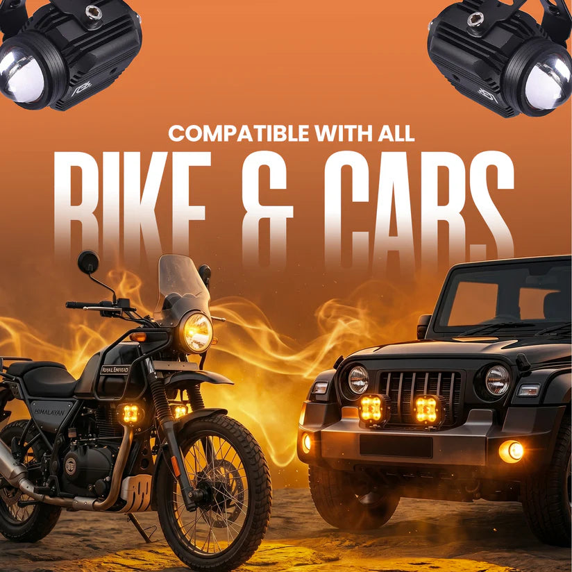 LGP DK16 LED Fog Lamp for Bike (Pair) | Wireless Harness Switch & Mounting Clamps Included | High Power, Universal Motorcycle Fit